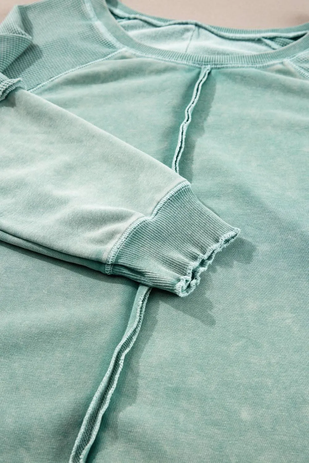 Mineral blue waffle knit sweatshirt