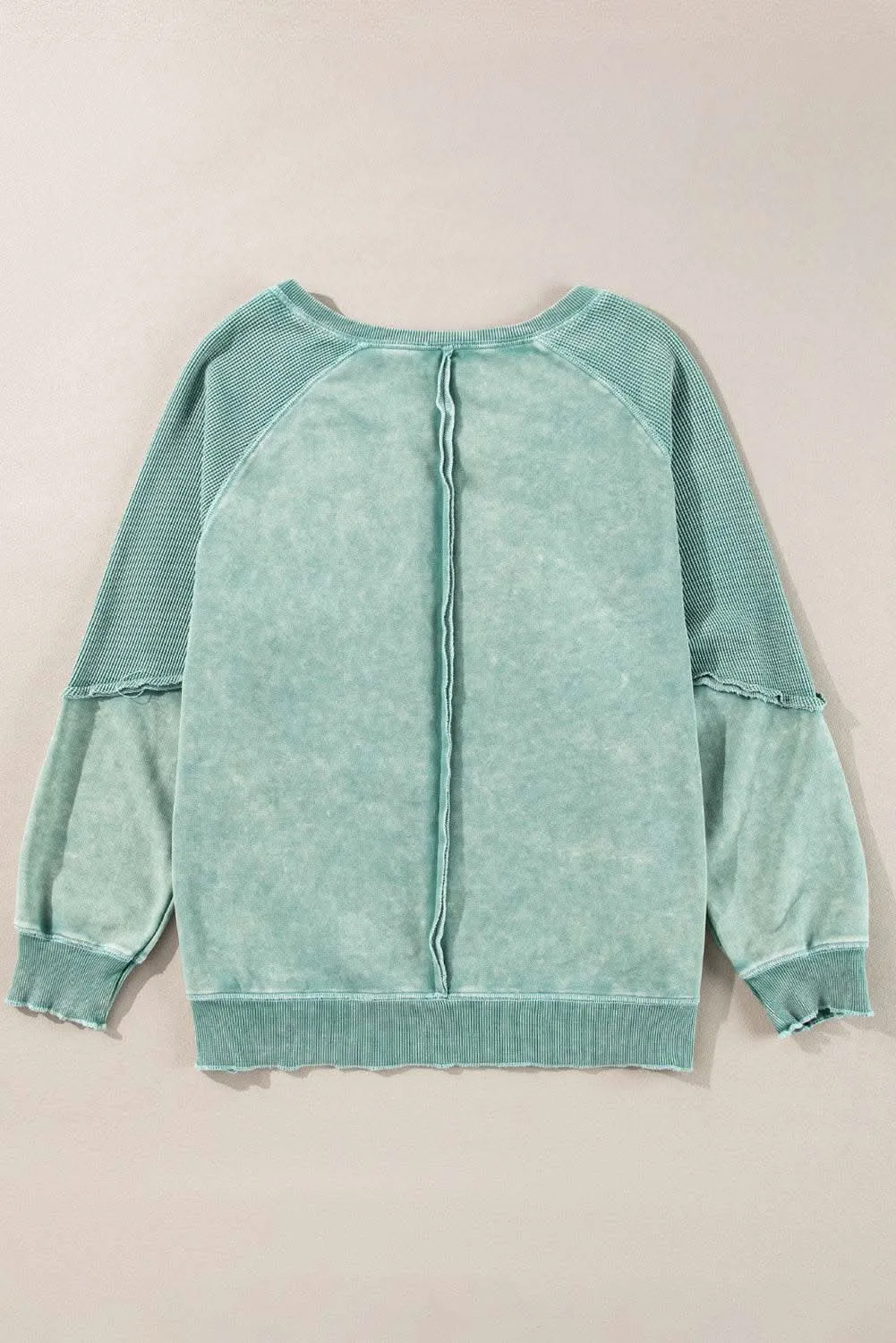 Mineral blue waffle knit sweatshirt