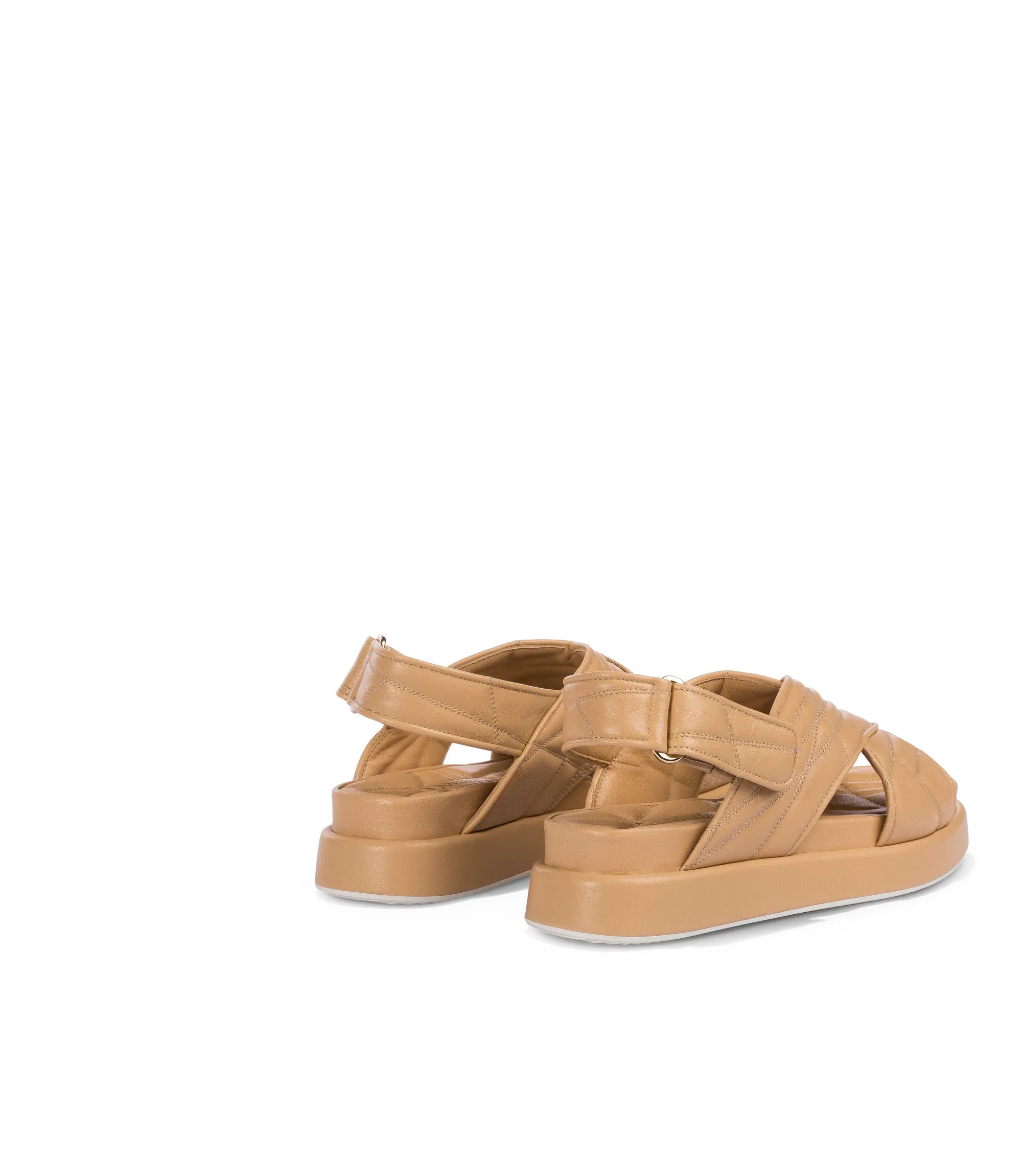 Nude quilted leather sandals