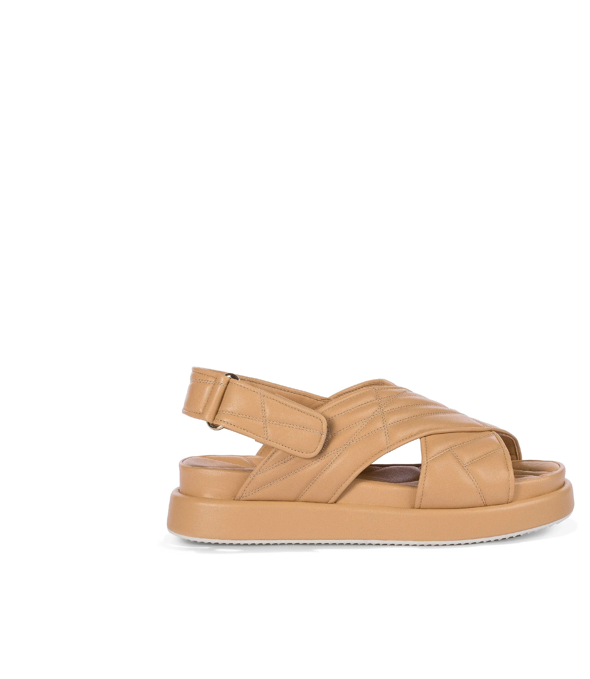 Nude quilted leather sandals