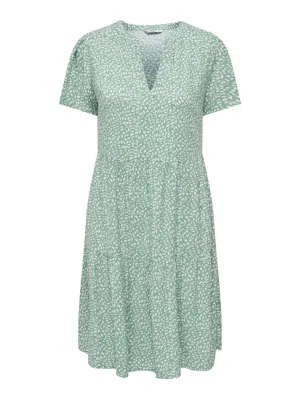 Onlzally Life S/s Thea Dress Noos P - Groen Dessin