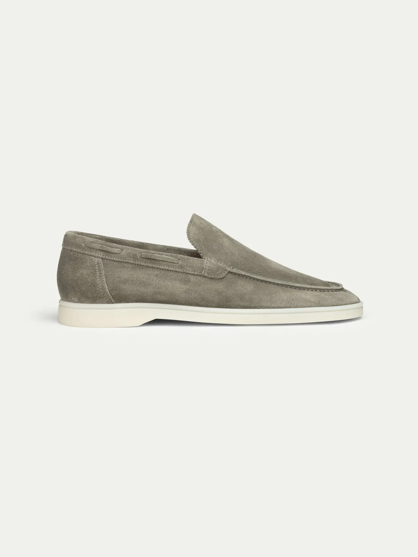 PIstacho Green Suede Athena Yatch Loafers with White Soles - Summer 2024 Collection