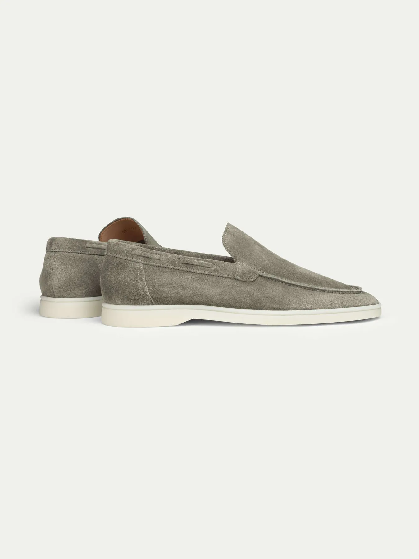 PIstacho Green Suede Athena Yatch Loafers with White Soles - Summer 2024 Collection