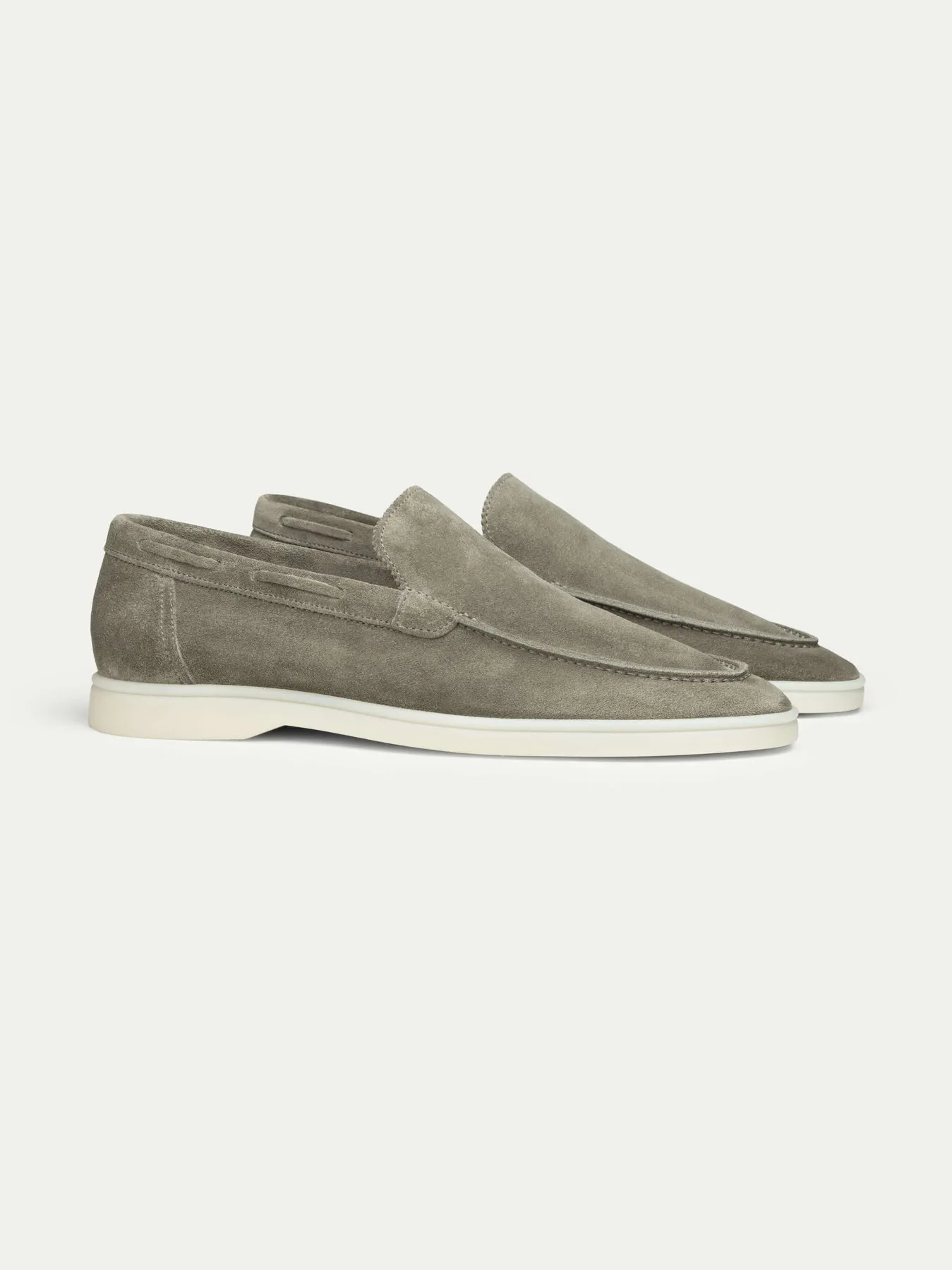 PIstacho Green Suede Athena Yatch Loafers with White Soles - Summer 2024 Collection