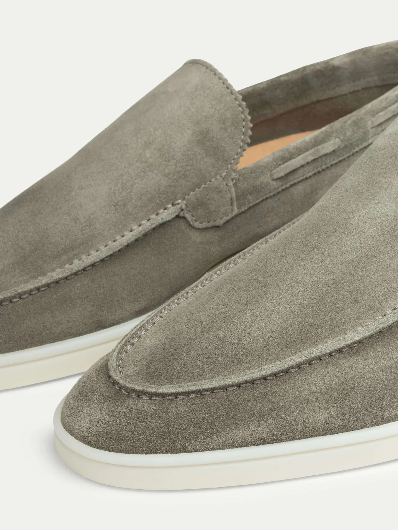 PIstacho Green Suede Athena Yatch Loafers with White Soles - Summer 2024 Collection