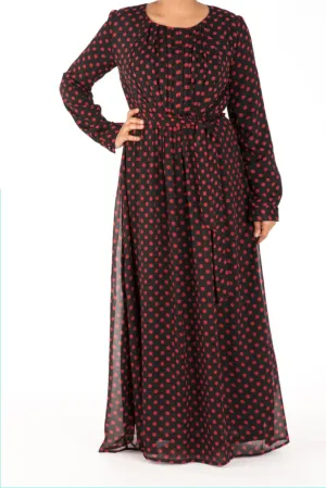 Red Polka dot chiffon dress
