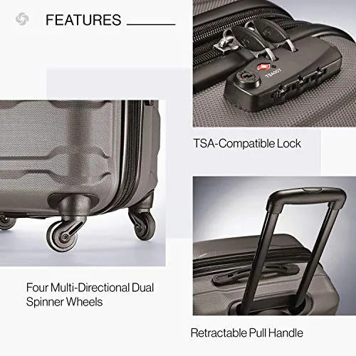 Samsonite Omni PC Hardside Expandable Luggage with Spinner Wheels, Silver, Checked-Medium 24-Inch