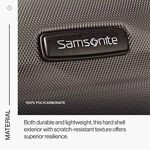 Samsonite Omni PC Hardside Expandable Luggage with Spinner Wheels, Silver, Checked-Medium 24-Inch