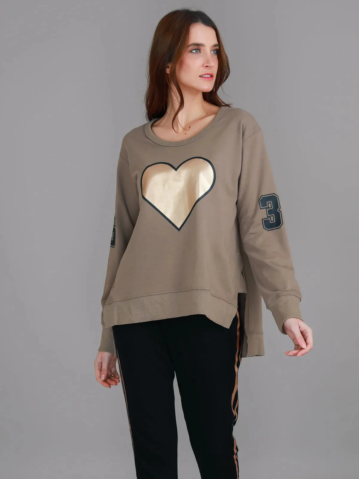 Seaspray Gold Heart Sweater - Tan (Ginger Taupe)
