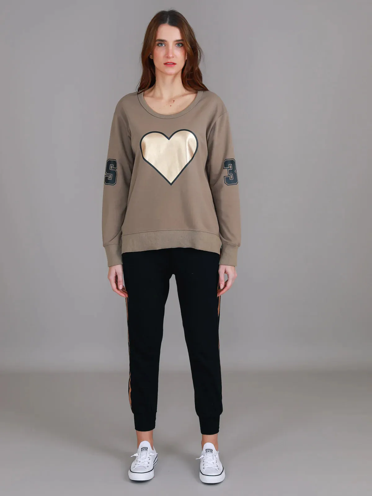 Seaspray Gold Heart Sweater - Tan (Ginger Taupe)