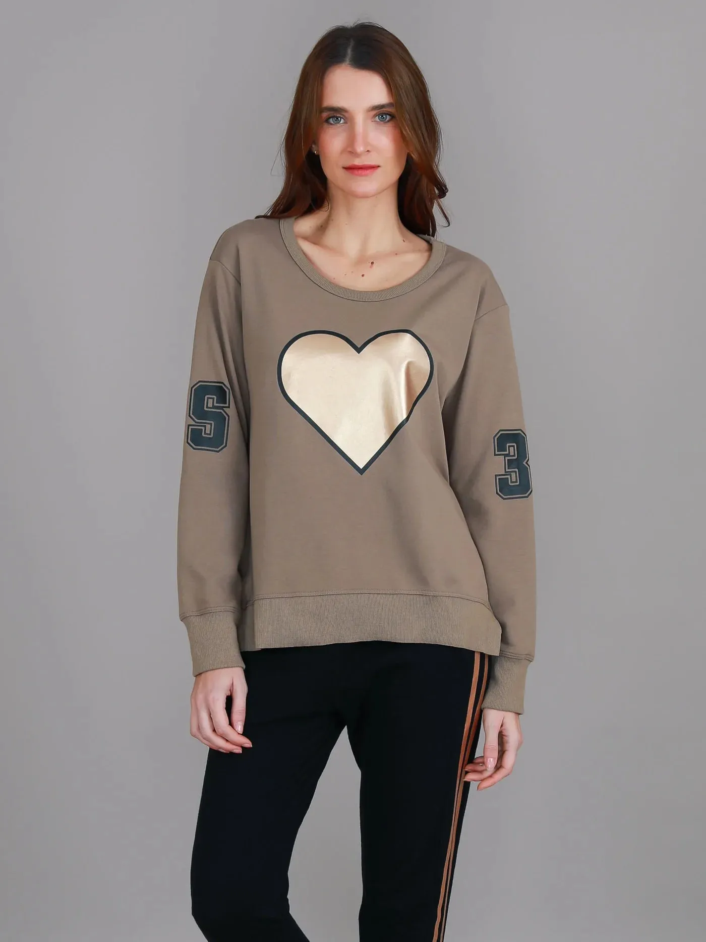 Seaspray Gold Heart Sweater - Tan (Ginger Taupe)