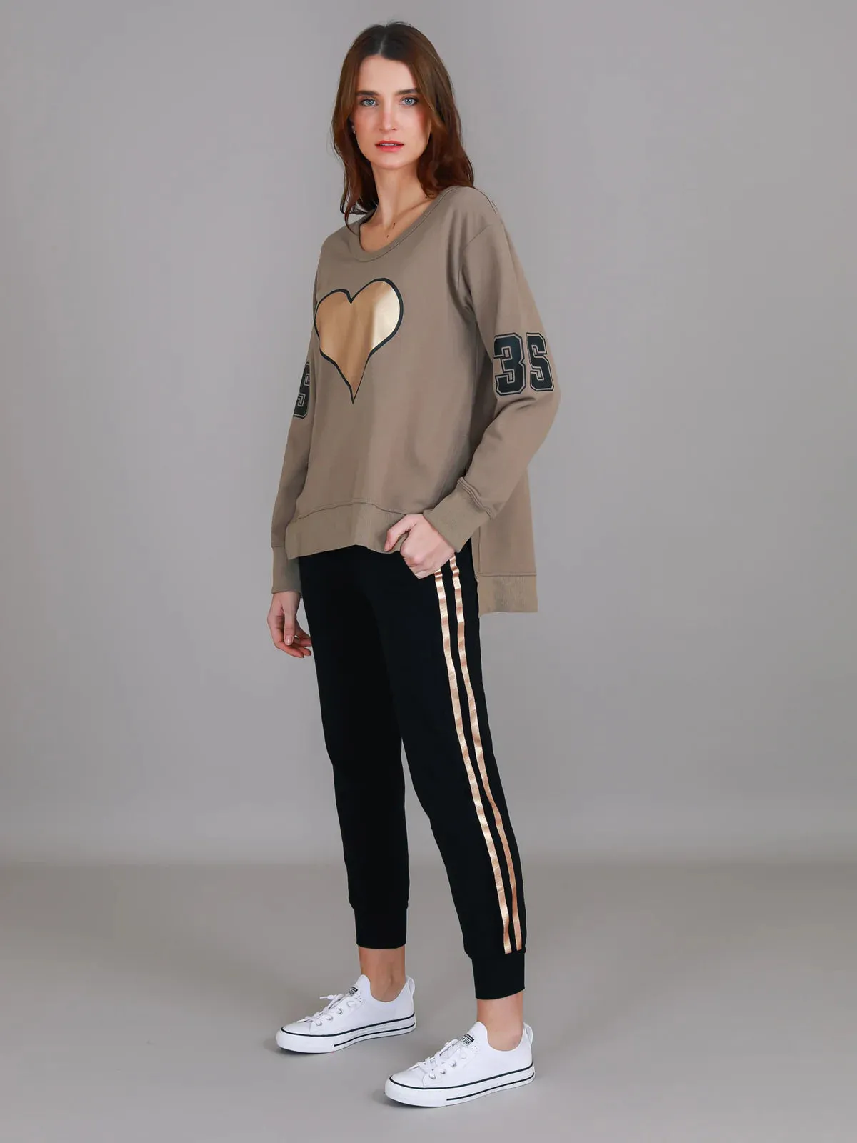 Seaspray Gold Heart Sweater - Tan (Ginger Taupe)