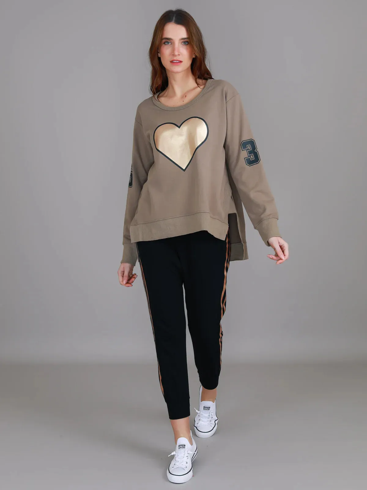 Seaspray Gold Heart Sweater - Tan (Ginger Taupe)