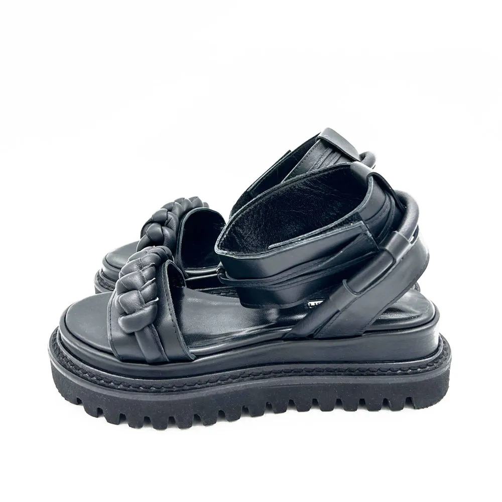 SHR Braided Sunrise black leather sandals
