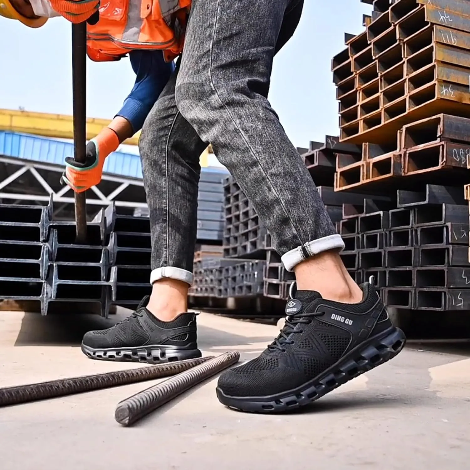 Steel Toe Shoes for Men Women Comfortable Non Slip Work Shoes,Lightweight Men's Work & Safety Footwear Indestructible Steel Toe Sneakers