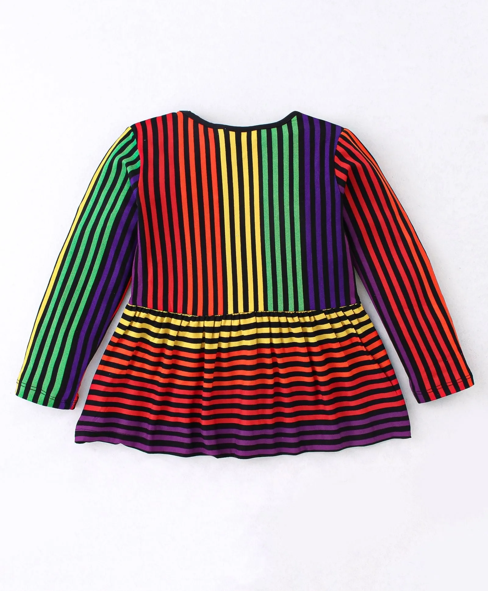 Striped Print Frilled Top Leggings Set