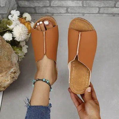 Sunny Strides Open Toe Low Heels Womens Sandals