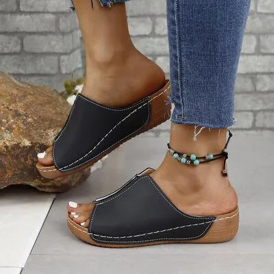 Sunny Strides Open Toe Low Heels Womens Sandals