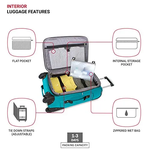 SwissGear Sion Softside Luggage with Spinner Wheels, Teal, Carry-On 21-Inch