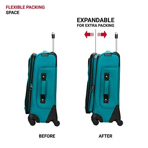 SwissGear Sion Softside Luggage with Spinner Wheels, Teal, Carry-On 21-Inch