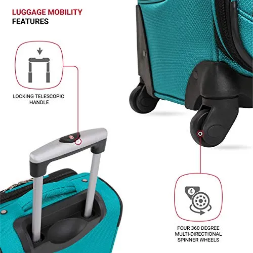 SwissGear Sion Softside Luggage with Spinner Wheels, Teal, Carry-On 21-Inch