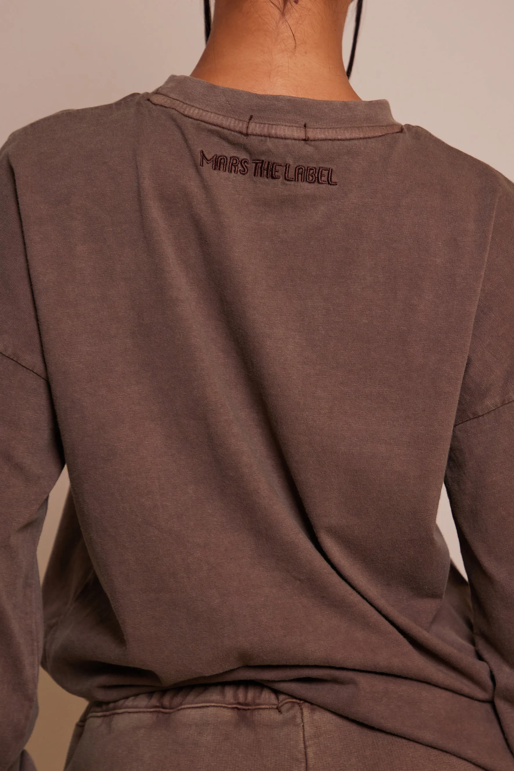 The Embossed Long Sleeve T-shirt - Chocolate Brown