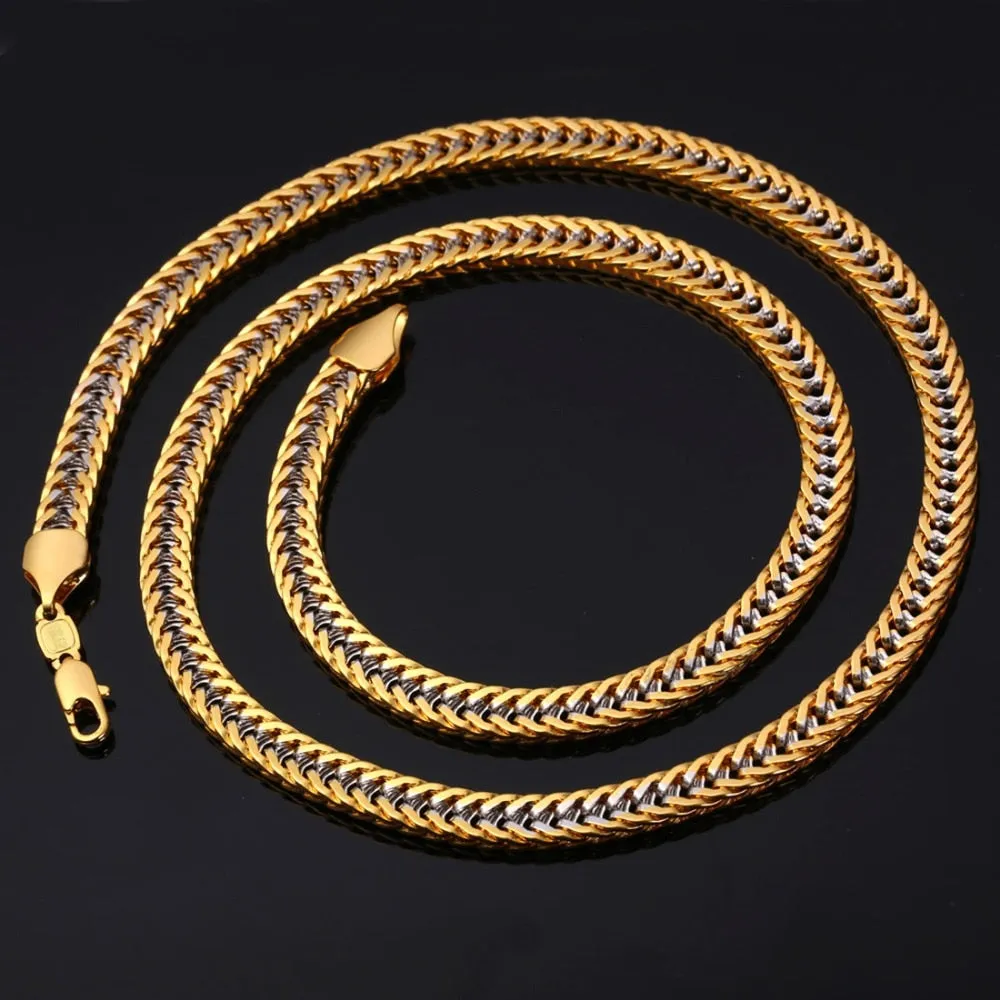 Two Tone Gold and Silver Vintage Chain Necklace for Men
