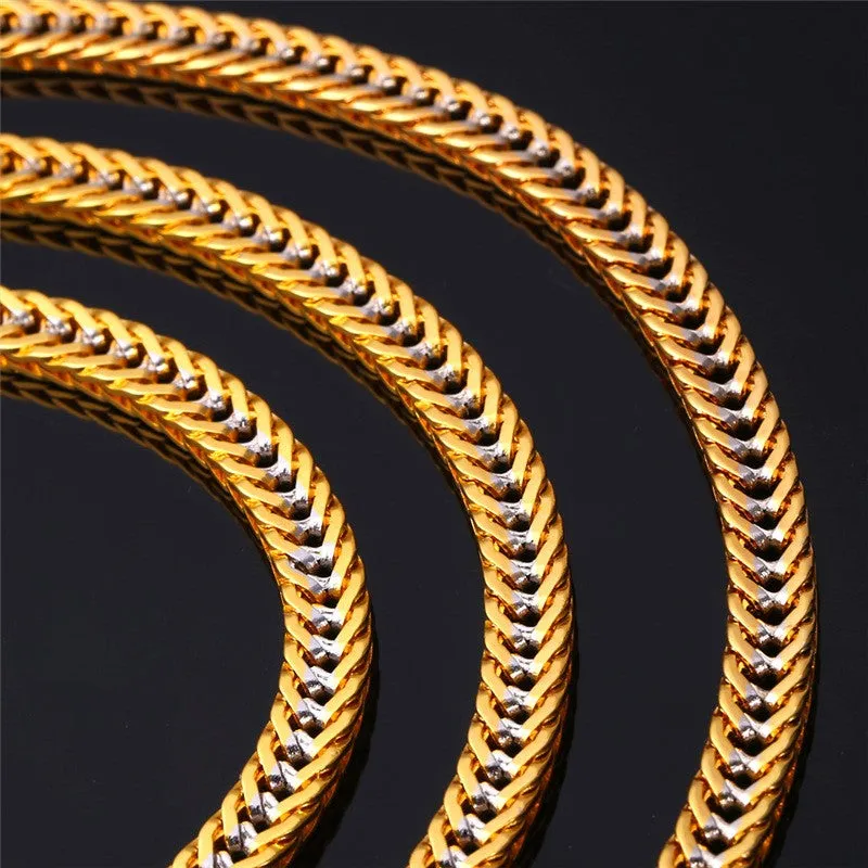 Two Tone Gold and Silver Vintage Chain Necklace for Men
