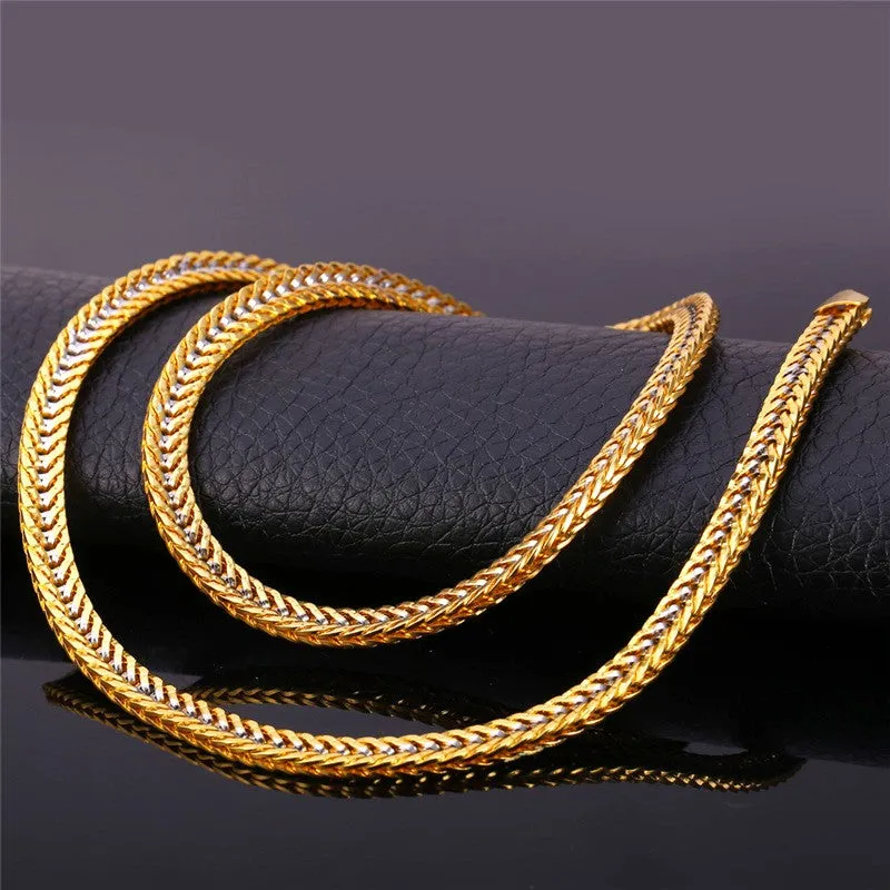 Two Tone Gold and Silver Vintage Chain Necklace for Men