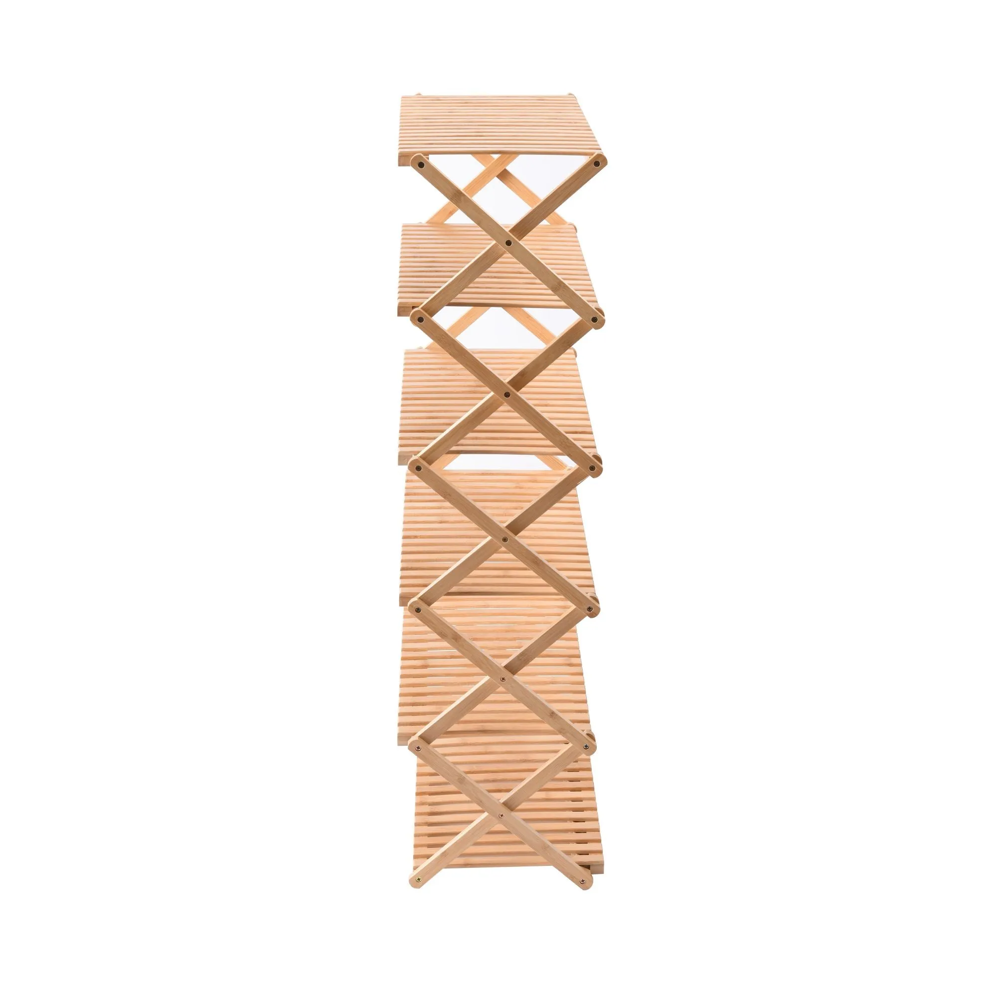 Vivonne 6-Tier Bamboo Shoe Rack, Natural and Sturdy Foldable Storage