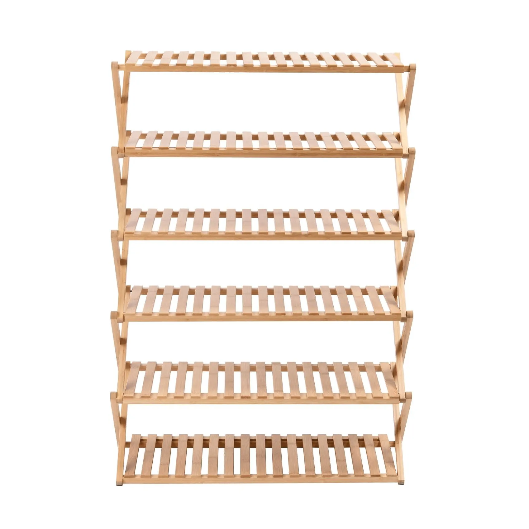 Vivonne 6-Tier Bamboo Shoe Rack, Natural and Sturdy Foldable Storage