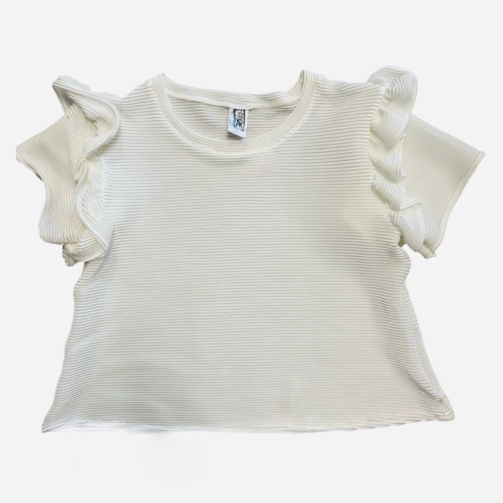 White Ribbed Satin Top..