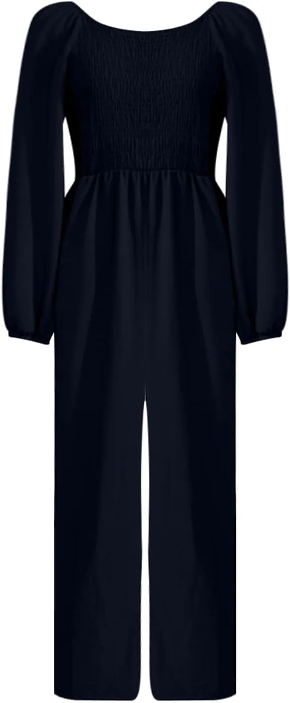 Women's Casual Elastic Waist Sleeve Drape Wide Leg Jumpsuit Jumpsuits for Women Party Sexy